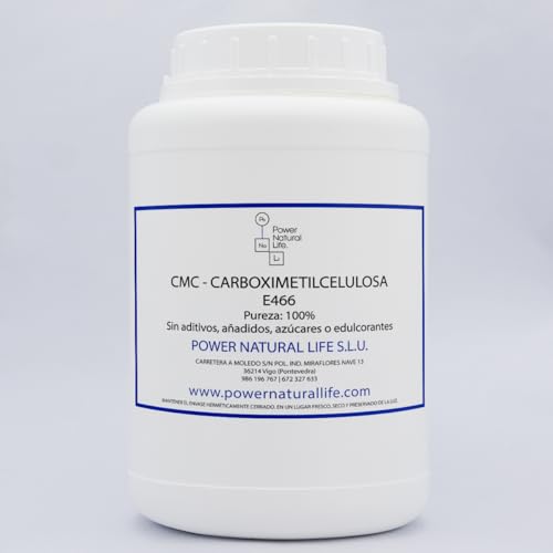 Carboximetilcelulosa CMC en Polvo Power Natural Life | Grado Alimentario E466 | Espesante Estabilizante y Gelificante | Industria Papelera, Cerámica y Construcción - Envase de Polietileno 1kg