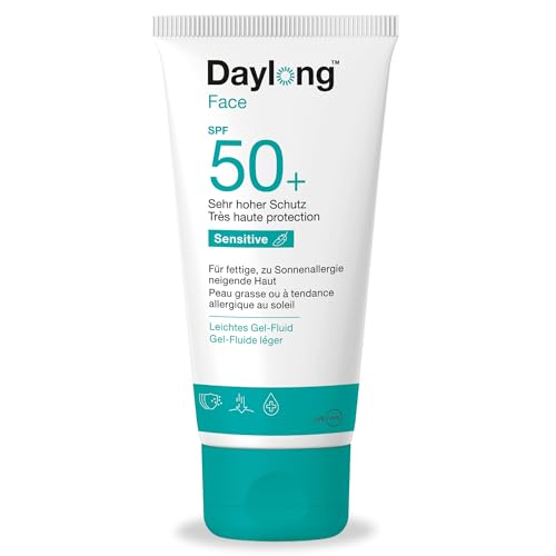 Daylong Sensitive Crème Solaire Gel-Fluide SPF50+, Visage et corps, Peaux très sensibles à tendance allergiques au soleil, 50ml
