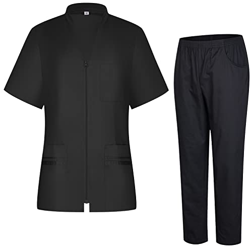 MISEMIYA Damen sanitär-uniform 712-8312 Arbeits-T-Shirt, Schwarz, X-Large