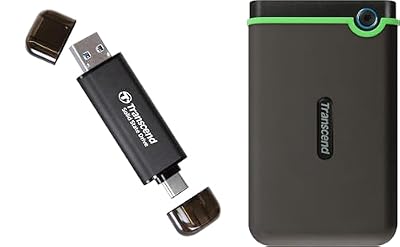 Transcend 2TB Rugged External Hard Drive and 1TB External SSD Bundle
