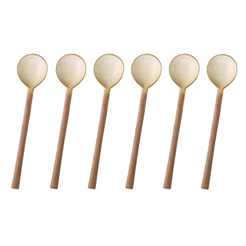Pack Of 6 Ceramic Coffee Spoon Retro Small Porcelain Spoon Mini Teaspoons For Yogurt Dessert Honey Jam Spoon Ice Cream Spoon Sugar Salt Jar Spoon #TOP28