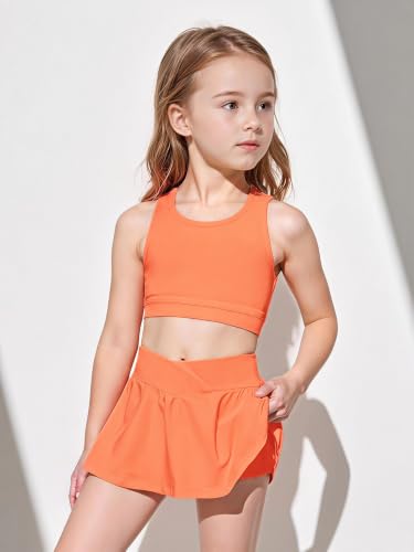 Image of SOLY HUX Toddler Girl's 2 Piece Workout Set Top and Skorts Athletic Outfits | Crop Tank Top with Skirt, Lightweight, Summer Clothes for Girls