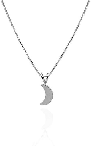 14k White Gold CRESCENT MOON Necklace Solid Pendant Friendship charm Gift Moon and Star Jewelry