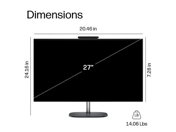 Image of HP OmniStudio 27 inch Touch AIO AI PC w /Ultra 7 355 CPU, 64GB DDR5 RAM, 4TB Gen4 SSD, WiFi 7, FHD 120Hz Touchscreen, Webcam, W11Pro, RJ45, HDMI, Adjustable All-in-One Desktop Stand & Wireless KB+Mouse