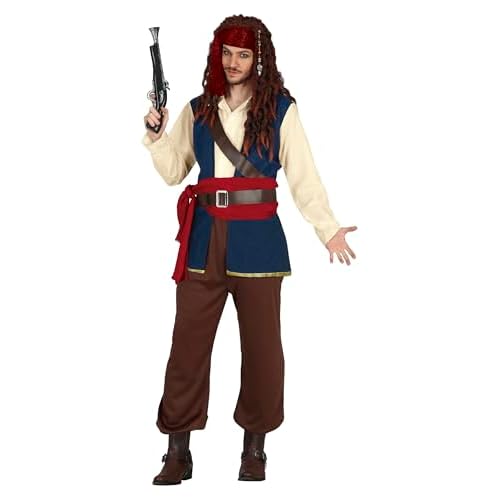 FIESTAS GUIRCA Disfraz de Capitán Pirata - Héroe de los Siete Mares para Hombre Adulto Talla M 48-50