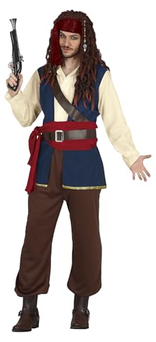 FIESTAS GUIRCA Fantasia de capitão pirata - herói dos sete mares para homem adulto tamanho M 48-50