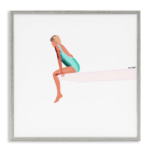 'Woman Sitting Diving Board Summer Beach Pool'| Framed Giclee Art