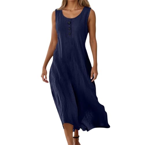Robe décontractée col V fluide sans manches pour vos journées d'été et sorties à la plage