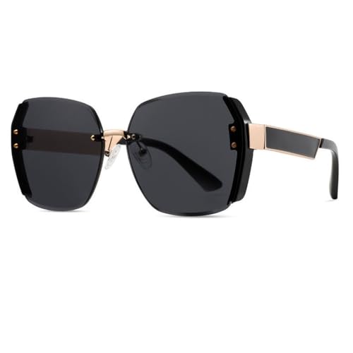 Lunettes de soleil de luxe sans monture style vintage chic doré et protection UV400