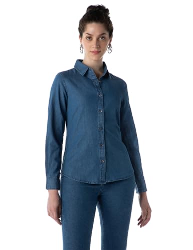 Image of INKD Women's Full Sleeve Casual Denim Shirt - 100% Cotton | Front Button Detailing | Regular Fit
