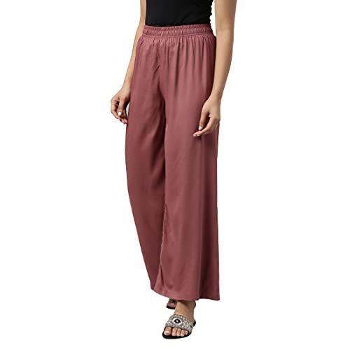 Image of GO COLORS Soft Viscose Basic Palazzo Full Length for Women| Breathable, Mid Rise, Relaxed Fit
