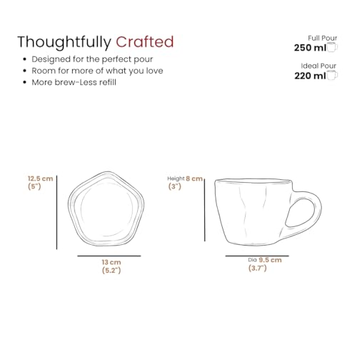 Image of Ceramic Coffee Cup with Saucer Set of 1, 250ML Microwave and Dishwasher Safe Large Tea Cups | Large Cup for Coffee | Ideal Use for Every Occasion, Gifting