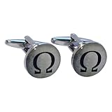 Greek Omega Letter Design Cufflinks, Presented in a Personalised Engraved Box