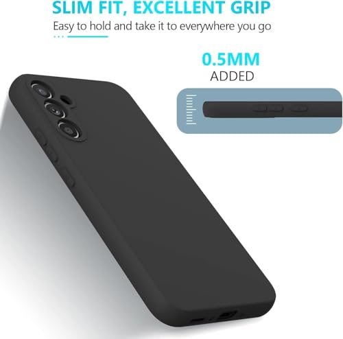 Image of DIZORO Microfiber Candy Case Compatible for Samsung S24 5g Smooth Touch Cushion Liquid Soft Silicone Gel Rubber Phone Cases Non-Slip Full Body Protective Shockproof Back Cover -Black