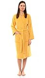 TowelSelections Womens Robe 100% Cotton Terry Cloth Towel Bathrobe Kimono Spa Shower Bath Robe for Women X-Small-Small Golden Cream