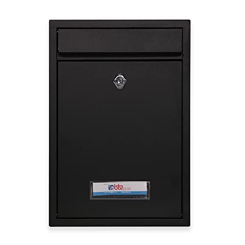 BTV | Buzón Exterior Pequeño Modelo Bermeo | Buzon Hogares con Poco Espacio | Buzon de Acero | Medias 32 x 21.5 x 8.5 cm | Color Negro