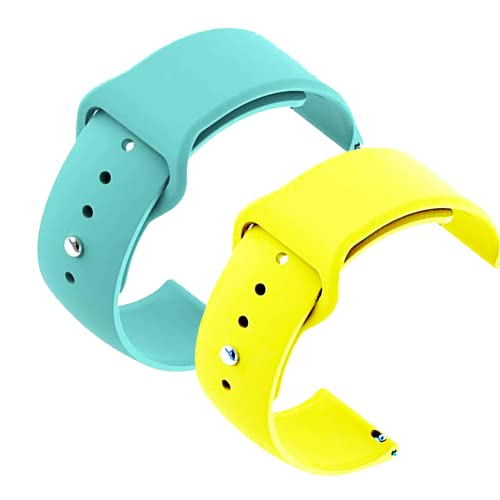Image of YODI New Accessories Silicone 22MM Strap Belt Band for Smart Watch (Set of 2 Color) Combo Pack (Smart Watch NOT Included) (Light Green-Yellow)