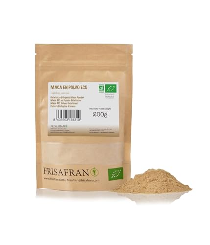 FRISAFRAN | Maca Andina Ecológica en Polvo 200g | Peruana Gelatinizada | raíz de Maca-Natural | Sin gluten | Cruda