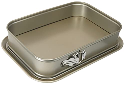 Chenchen Non-Stick Springform Pan Cheesecake Pan,Tiramisu Pan,Rectangle Cake Pan With Removable Bottom, Gold,14 X 9 X 3 Inch #TOP24