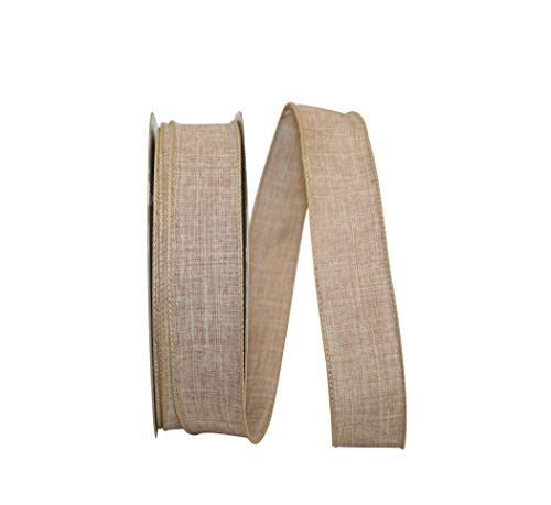 Reliant Ribbon Everyday Linen Value Wired Edge Ribbon, 1-1 2 Inch X 50 Yards, Natural