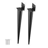 Aopunly 2er Set L-förmige Bodenhülse 70 cm, Erdanker & Pfostenträger für Holz- & Metallpfosten, Stahl, Schwarz, für alle Gartenkonstruktionen