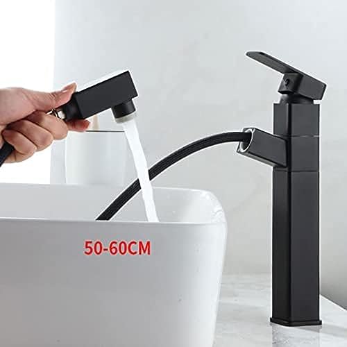 Mitigeur monocommande noir de lavabo rotatif design moderne à arc élevé et douchette - 3
