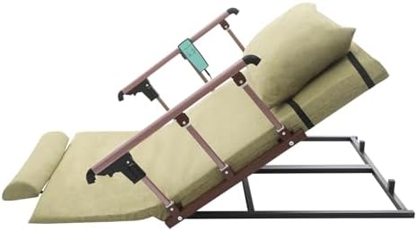 Electric Adjustable Bed with 2-80° Backrest, Foldable Aluminum Guardrails, Max Load 661.39lbs, 47.24"x29.53", Removable Cushion Cover, Green, Comfort & Support
