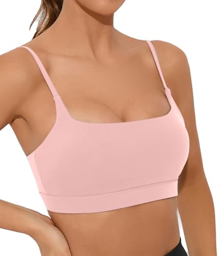 Image of Comper Sports Bra for Women Wirefree Racerback Workout Bras Sexy Thin Straps Yoga Sport Bras with Removable Pads