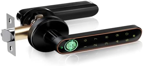 Seculiving Fingerprint Door Lock, Bedroom Biometric Thumb Print Door Knobs for Homes/Master Room/Garage/Office, Silent Digital Indoor Door Handle with Keypads & Keys