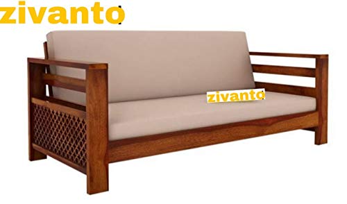 Image of Sheesham Sofa Set for Living Room Wood Furniture | Office | Wooden Sofa Set 3+1+1 | Walnut Brown