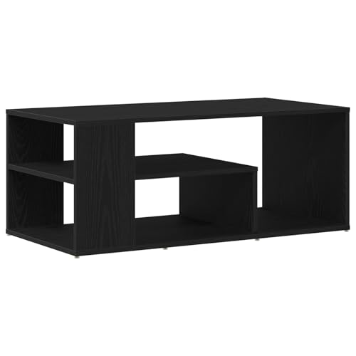 vidaXL Mesa de café Rectangular Moderna Roble Negro | Estilosa MDF para Sala de Estar con Amplio Almacenamiento y Acabado Mate Suave, Servir y Decorar en Interior, Mediana