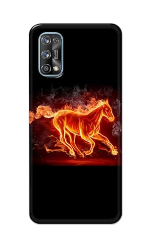 Image of PRINTFIDAA Printed Hard Back Cover Case for Realme 7 Pro Back Cover (Fiery Horse) -112