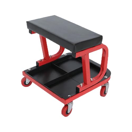 Bargains Crown Workshop Stool on Wheels with Padded Seat & Tool Tray Storage | Mechanics Stool Roller Seat 150 Kg Capacity | Heavy Duty Mechanic Stool Car Creeper for Workshop Garage Auto Repair