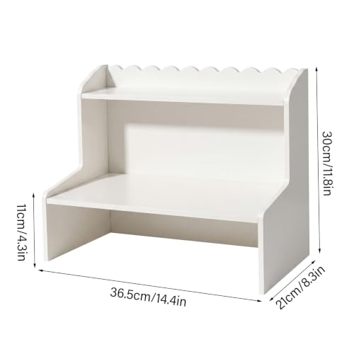 Organizador de escritorio de madera blanco con compartimentos abiertos mini estantería 6