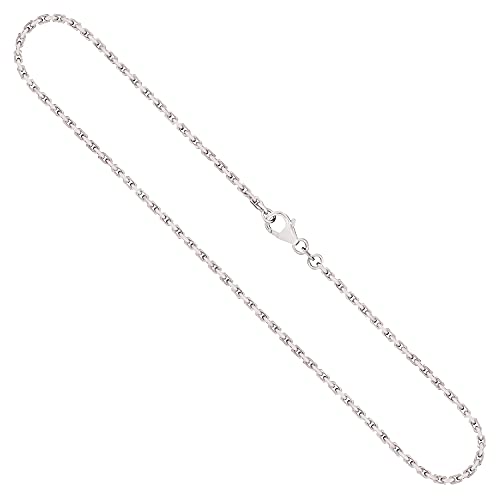 EDELIND 750/18 K Cadena Oro Mujer Hombre 2mm Cadena Ancla diamantada Collar Oro Blanco long. 70 cm peso aprox. 19g Cadena Unisex de Oro con Caja de Regalo de Joyería
