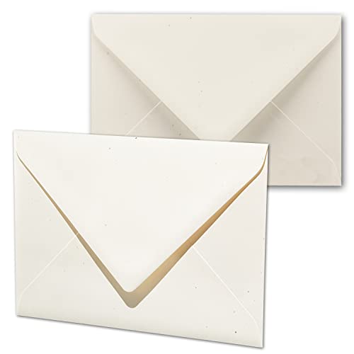 ARTOZ 50 x Briefumschläge DIN B6 - Farbe: tortilla (creme / Eierschalen) - 12,5 x 17,8 cm - mit Nassklebung und Gummierung - Serie Greenline Cover