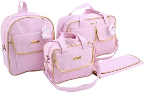 Kit Bolsa Maternidade com Mochila Menino/Menina (Rosa)