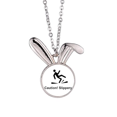 Collier avec pendentif en forme de lapin noir symbole prudence glissant | Bijou acier homme