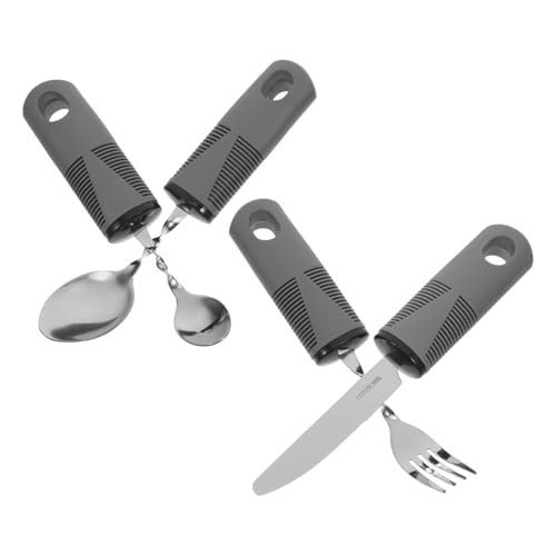 CIYODO 4-in-1 Adaptive Spoon Foam Grip Fork Weighted Utensils for Arthritic Universal Hand Tremors Aid