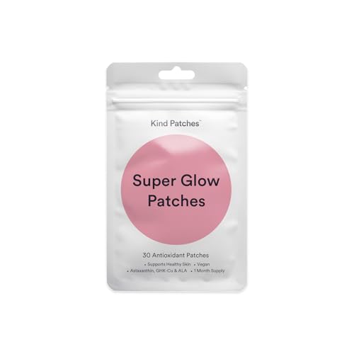 Kind Patches | Super Glow | Healthy Skin Radiance & Collagen Support | Antioxidants Astaxanthin Alpha-Lipoic Acid Resveratrol & Copper Peptides GHK-Cu | 30 Vegan Patches