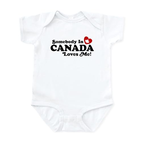 CafePress Somebody in Canada Loves Me Infant Bodysuit Cute Infant Bodysuit Baby Romper Cloud White