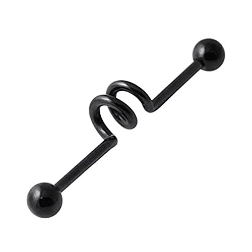 14 Gauge ~ 1mm Black Spiral Ear Industrial Barbell Piercing Ear Stud- 1pc (B071HTWGFN) Amazon Price History, Amazon Price Tracker