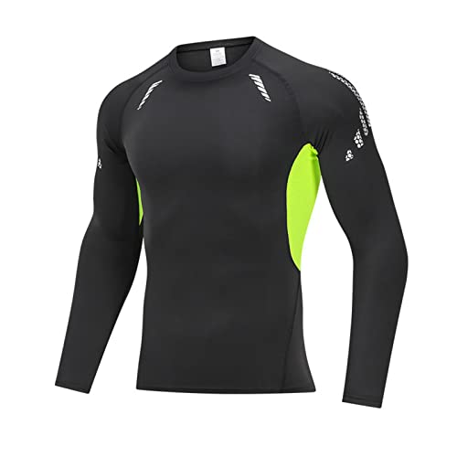 Hombres Rash Vest- UPF 50+ Rash Guard Compression Shirt Traje de Neopreno de Secado rápido de Manga Larga Top de natación para Surfear BJJ Jiu Jitsu