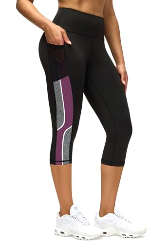 Spirantize Leggings Damen 3/4 mit TascheSporthose Damen 3/4 Blickdicht Jogginghose Fitnesshose M