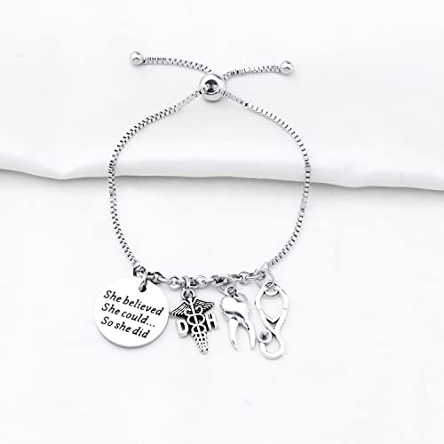 Image of PLITI Dental Hygienist Gift Dentist Gift DH Gift New Dentist Gift She Believed She Could So She Did Bangle