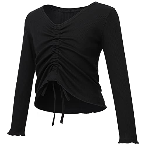 Ballet Sweater For Girls Ballet Top Ballet Wrap Girls Long Sleeve Dance Top Dance Sweater Warm Pullover Knit Dance Clothes Black #TOP24