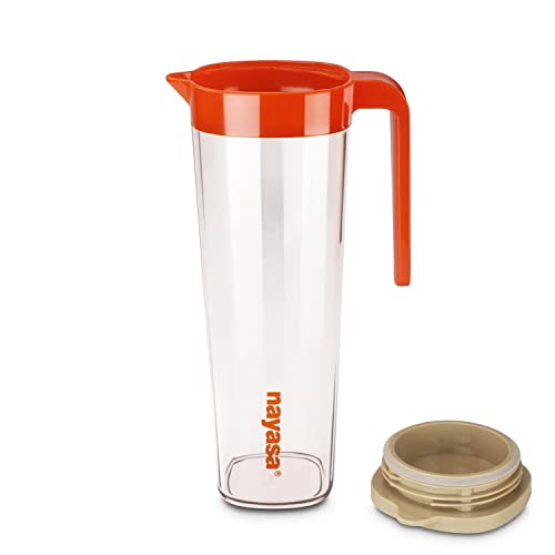 Image of Nayasa Aron 1160 ml BPA Free Leak Proof | Freezer Safe | Convienient Handle | Press & Pour Lid | Indoor and Outdoor Use | Serving for Gatherings | Plastic Water Jug - Orange