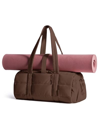 Image of BAGSMART Reiki Gym Bag for Women Puffy Yoga Mat Travel Weekender Duffle Bag