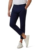 ziilay 7/8 Chino Trousers Men's Regular Fit Athletic Tapered Summer Trousers Cropped Lightweight Thin Stretch Smart, 7005 Dark Blue, 32W x 26L