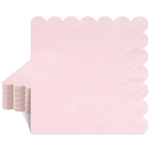 40 Stück Servietten Rosa 33 x 33 cm 2-Lagige Gewellt Hellrosa Servietten Einweg Cocktailservietten Rosa Papierservietten für Geburtstag Babypartys Hochzeiten Party Muttertag